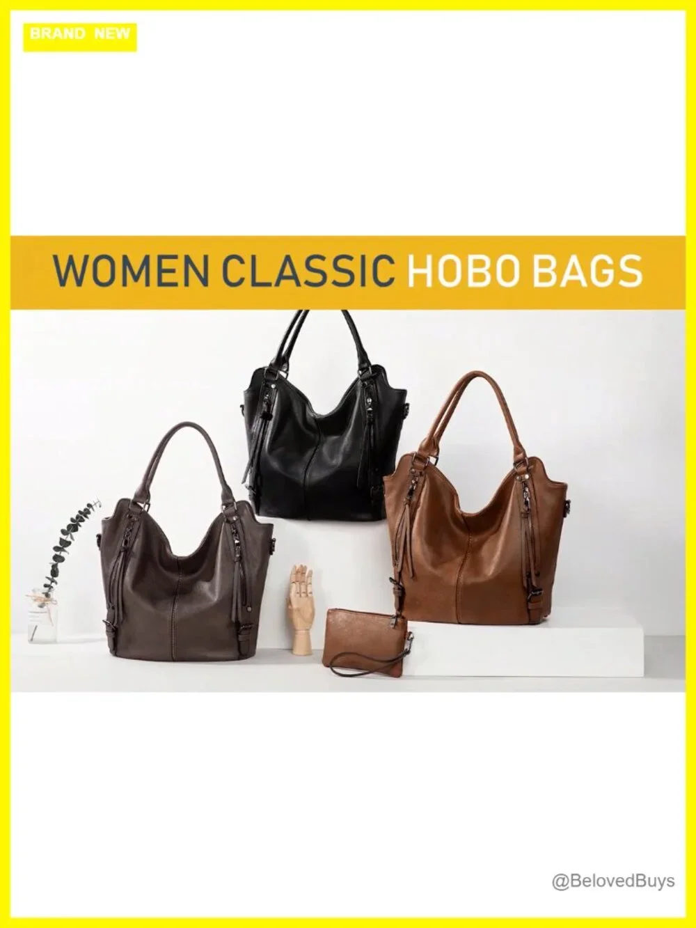 PU Leather Hobo Tote Bag Large Capacity Shoulder Bag with Adjustable Strap